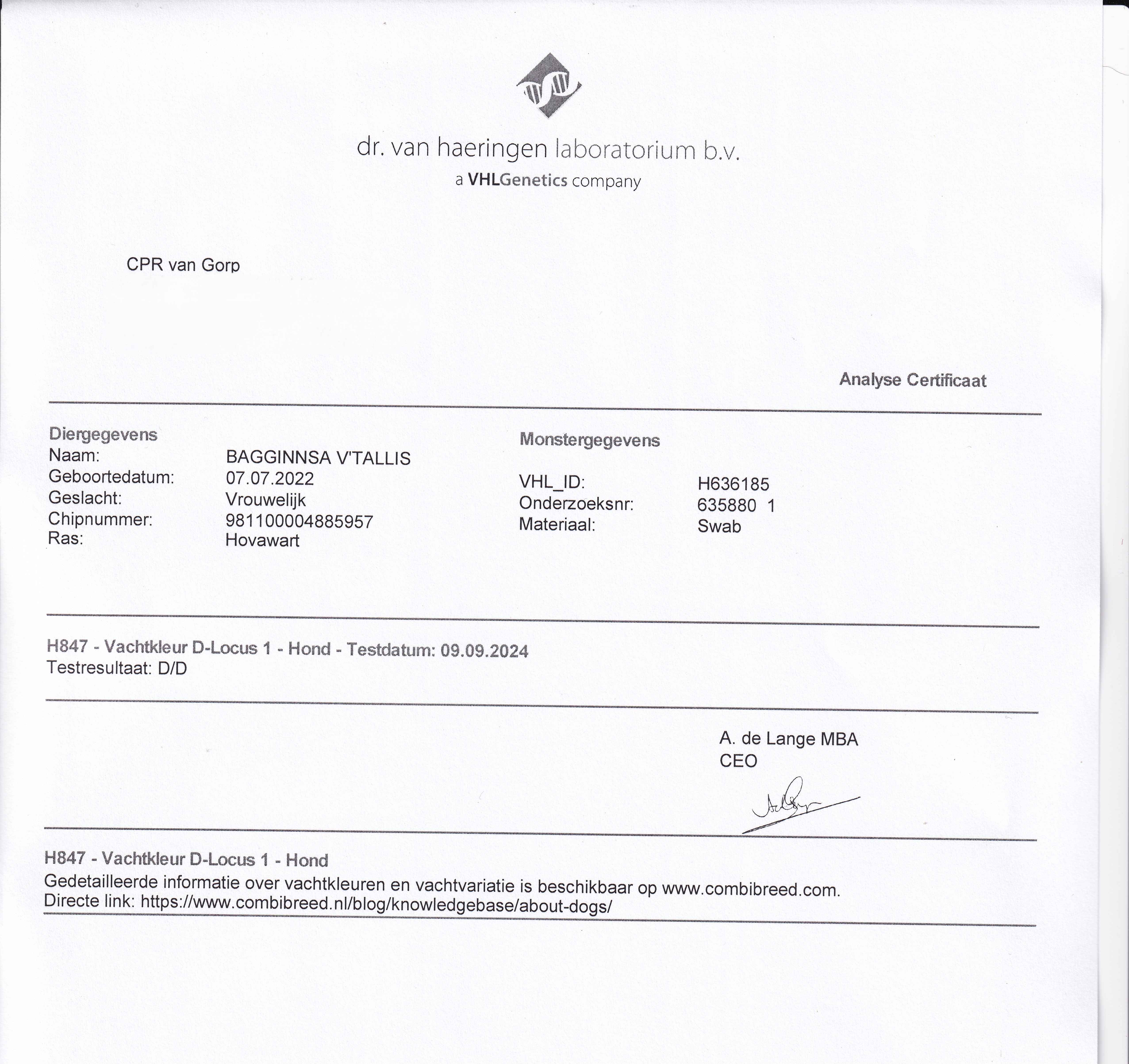 BAGGINNSA VTALLIS certificaat D Locus website